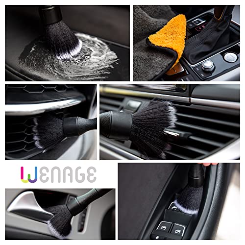 Ultra-Soft Detailing Brush Set with Microfiber Cloth for Scratch-Free Cleaning and Detailing of Delicate Surfaces Interior Exterior Automotive, Leather, Infotainment Screens, Electronics, Black