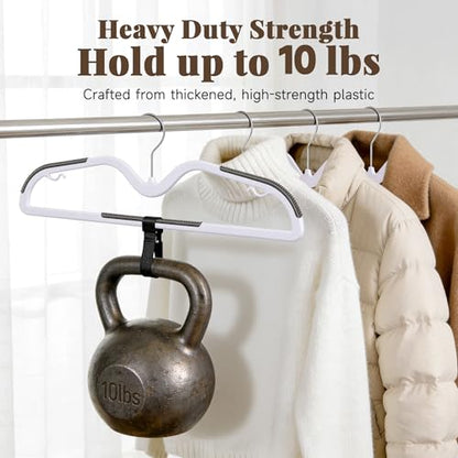 Short Neck Plastic Hangers 20 Pack, Space Saving Non-Slip Clothes Hangers with 360° Swivel Hook, Heavy Duty Slim Hangers for Shirts, Dresses, Coats, Closet Organizer(Grey)