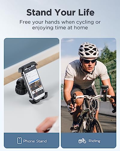 VUP Bike Phone Holder,Motorcycle Phone Mount,Bicycle Phone Mount Handlebar Cell Phone Clamp for Scooter, Compatible with iPhone Samsung,Black