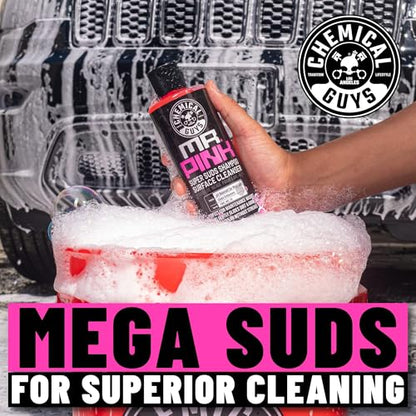 Chemical Guys Mr. Pink Car Wash Soap - 64 oz Super Suds Foaming Car Wash Soap for Cannon, Blaster, or Bucket Washing - pH Balanced, Safe on Wax, Sealant, Ceramic, and Clear Coat Finishes - size: 64 Fl Oz (Pack of 1), style: MR. PINK