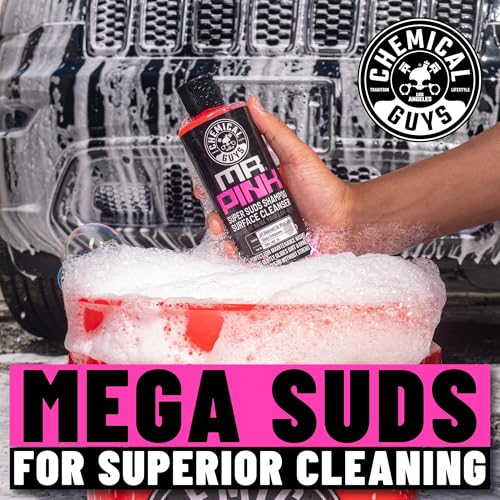 Chemical Guys Mr. Pink Car Wash Soap - 64 oz Super Suds Foaming Car Wash Soap for Cannon, Blaster, or Bucket Washing - pH Balanced, Safe on Wax, Sealant, Ceramic, and Clear Coat Finishes (Pack of 4) - size: 64 Fl Oz (Pack of 4), style: MR. PINK