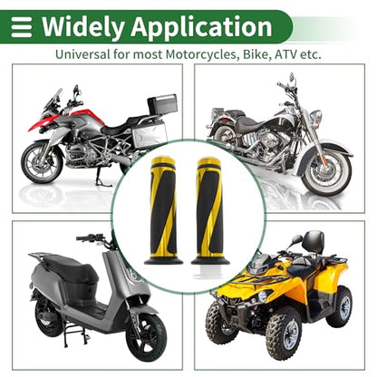 7/8" 22mm 15/16" 24mm Motorcycle Hand Grips Cover Kit Non Slip Aluminum Alloy Rubber Handlebar Grips for Motorcycle Scooter Bicycle ATV Yellow 1Set - color: Yellow