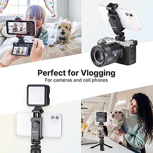 ULANZI ST-06S Phone Tripod Mount, Universal Smartphone Mount Adapter with 2 Cold Shoe, 360° Rotates Adjustable Cell Phone Clip Clamp Holder, Compatible with iPhone 17/16/15, Samsung Galaxy Cell Phones