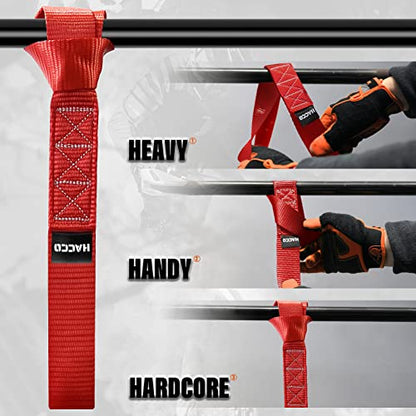 Haccoplanet 8PK Soft Loop Motorcycle Tie-Down Straps, 1.6 x 17inch 12000LB Break Strength, Heavy Duty Tie Down Loops for Securing ATV, UTV, Dirt Bike, Lawn & Garden Equipment (Red) - color: Red