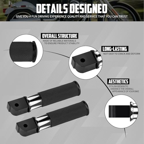 Motorcycle Passenger Foot Pegs Rear Footrest Fit for Softail Breakout 114 FXBR Deluxe FLFB Low Rider FXLR Street Bob FXBB FXDR LiveWire (Black) - color: Black