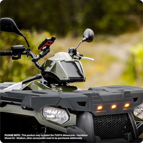 TUSITA Motorcycle Handlebar Mount - Small Base with Double Socket Arm Medium - 1" B Size - size: Medium Arm