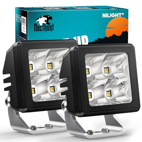 Nilight Motorcycle LED Pods 2 PCS 2 Inch 20 W Spot Beam Square Mini Driving Work Light Built-in EMC Offroad Side Ditch Lights for Tractor Truck Motorbike Boat ATV - color: 2Inch 4Led Light Pods