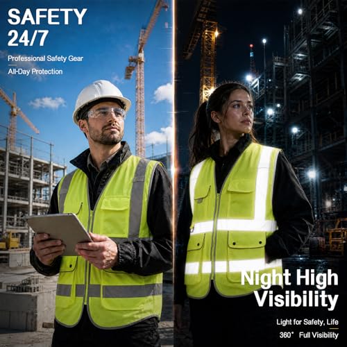 XIAKE Reflective Safety Vest for Men & Women High Visibility Class 2 Vest with Pockets Meets ANSI Standards - color: Yellow, size: Small