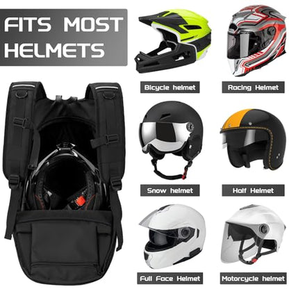 Motorcycle Backpack, Waterproof Helmet Backpacks for Men Large Capacity Storage Motorcycle Bag with Reflective Stripe - size: Medium