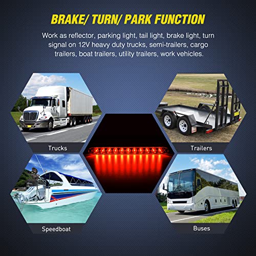 Nilight 2PCS 16Inch 11 LED Red Trailer Light Bar for Parking Stop Turn Signals Tail Brake DOT Compliant IP65 Waterproof Truck ID Marker - color: 2Pcs 16" Red 11LED