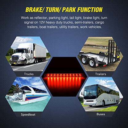 Nilight 2PCS 16Inch 11 LED Red Trailer Light Bar for Parking Stop Turn Signals Tail Brake DOT Compliant IP65 Waterproof Truck ID Marker - color: 2Pcs 16" Red 11LED
