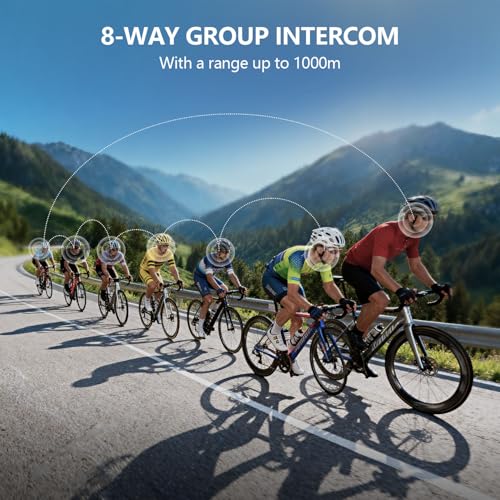 BH03 Bluetooth 5.4 Helmet Headphone, 8-Way Group Cycling Communication System with 1000m Range, Noise Cancelling Cycling Headset with Mic for Biking, Skiing, Climbing, White Dual Pack - color: White, size: Dual Pack
