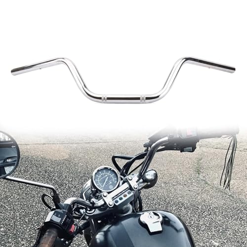 AnXin Motorcycle 7/8" Drag Handlebars High-Rise Tracker Handle Bars Universal For Sportster XL 883 1200 Cruiser Bobber Custom Chopper Softail Dyna Tour Glide Road CG125 Chrome - color: chrome