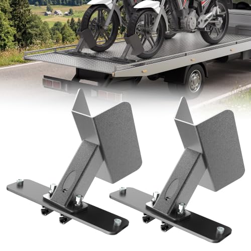 E-Track Dirt Bike Wheel Chock Multi-Angle Adjustment Fits Floor or Wall E-Track, Heavy-Duty Accessory for Trailers Dirt Bikes Bicycles (2 Pack) - size: 2 Pack