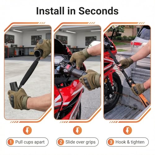 Motorcycle Handlebar Straps for 32" Handlebars - Adjustable Tie Downs for Mopeds, Scooters, Bikes with Fairing, Compatible with Black Bar-Harness II for Secure Trailer Transport