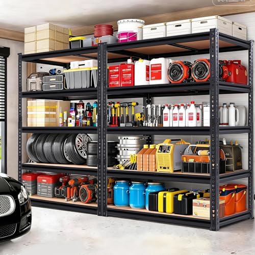 72" H Garage Shelves,Garage Storage Shelves Heavy Duty,2400LBS Heavy Duty Garage Shelving,Adjustable 5 Tier Shelving for Garage Storage,Warehouse,16"x35.5"x72" - size: 72" H x 35.5" W x 16" D