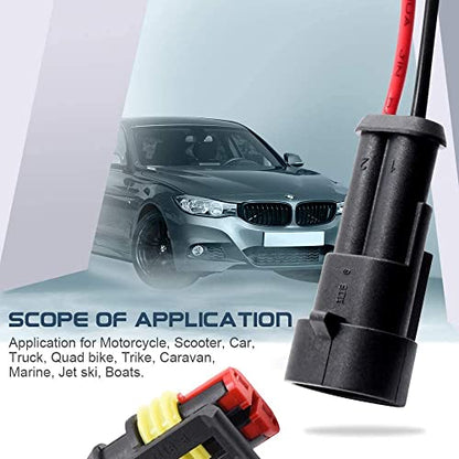 16 AWG 2 Pin Connector, 2 Wire Connector for Car, Truck, Boat, and Various Applications, Male and Female Wire Waterproof Connection (5 Kit) - size: 2 PIN