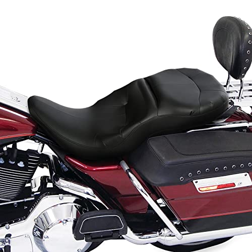 XFMT Motorcycle Driver Passenger Seat For Harley Touring Road King Road Glide Electra Glide 1997-2007 - color: Black For Harley Touring '97-'07