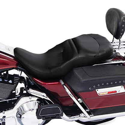 XFMT Motorcycle Driver Passenger Seat For Harley Touring Road King Road Glide Electra Glide 1997-2007 - color: Black For Harley Touring '97-'07