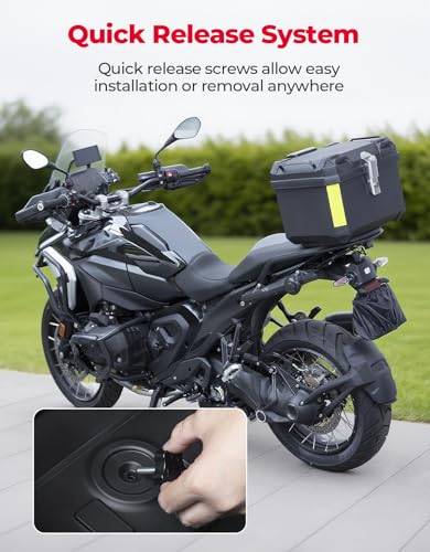 KEMIMOTO Motorcycle Top Case, Universal PP Plastic Trunk, Motorbike Tail Box for All Motorbike, 45L Waterproof Detachable Motorcycle Tail Bag with Lock & Back Cushion, Black - size: 45L