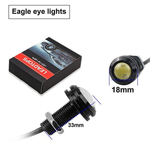 10Pcs 18mm 12V Eagle Eye LED Car Fog DRL Daytime Running Light Backup Reverse Tail Rock Lights Small bulb (White, Black Case) - color: White light