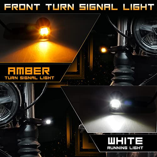 Front Rear Motorcycle Turn Signals Universal LED Turn Signal Kit Mini Blinkers Compatible with Harley Honda Suzuki Triumph Yamaha, Oval, Pack of 4 - color: Front White/Amber+Rear Red/Amber