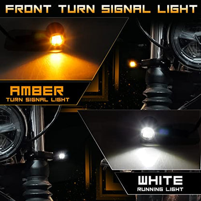 Front Rear Motorcycle Turn Signals Universal LED Turn Signal Kit Mini Blinkers Compatible with Harley Honda Suzuki Triumph Yamaha, Oval, Pack of 4 - color: Front White/Amber+Rear Red/Amber