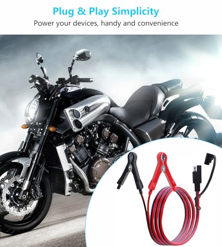 ‎LANMINGLEL SAE to Battery Alligator Clip,14AWG 12V 24V Battery Crocodile Clip to SAE Connector Extension Cable with Polarity Reverse Adapter for Motorcycles,Car,Solar Power Charging (1M) B - size: 1M, style: SAE to Battery Alligator Clip B