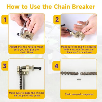 HIAORS 25H Drive Chain 132 Link Compatible with Razor MX650 MX500 SX500 SX650 Mcgrath Electric Dirt Bike Minimoto Motocross XRF500 Mini Rocket Scooter Heavy Duty Parts with Chain Breaker