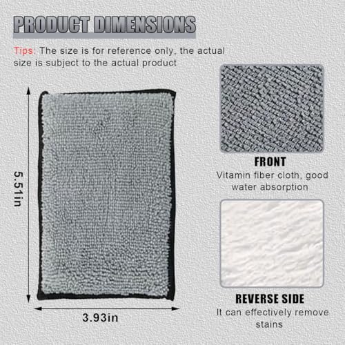 3PCS Car Interior Scrubbing Sponge, 5" × 3" Double Sided Microfiber Car Wax Applicator Pad, Auto Leather Detailing Cleaning Kit, Washing Sponge for Cars, Wood, Marble, Motorcycle (Grey/White)