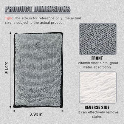 3PCS Car Interior Scrubbing Sponge, 5" × 3" Double Sided Microfiber Car Wax Applicator Pad, Auto Leather Detailing Cleaning Kit, Washing Sponge for Cars, Wood, Marble, Motorcycle (Grey/White)