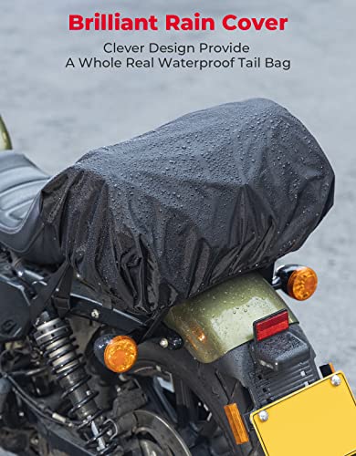KEMIMOTO Motorcycle Tail Bags 18-20L Expandable Sissy Bar Bag Water-Resistant Rear Seat Roll Luggage Hard Shape with Rain Cover & 4 Straps