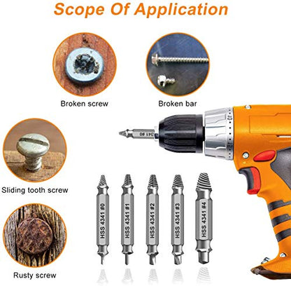 Gifts for Men,Damaged Screw Extractor Set,Christmas Stocking Stuffers for Adults Men Him,Mens Gifts for Dad,Husband,Stripped Screws Bolt Drill Bit Tools for Easy Removal of Rusty Broken Screw