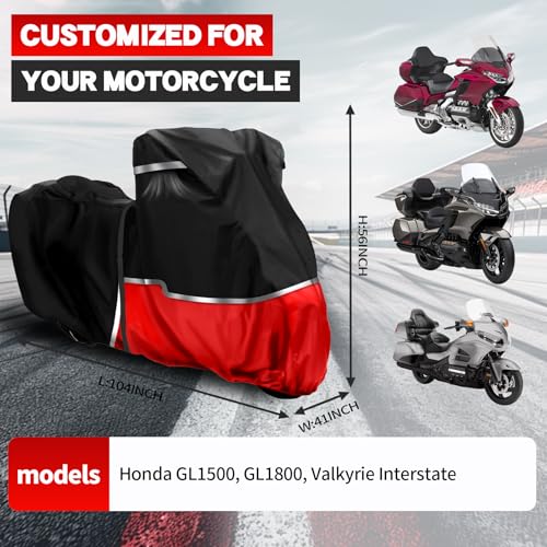 420D Motorcycle Cover Suitable for Honda GL1500, GL1800, Valkyrie Interstate, Oxford Cloth Waterproof Motorcycle Cover Easy to Clean Tear-Resistant All Weather Protection for Outdoor Protection - size: Honda Touring