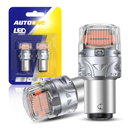 AUTOONE Upgraded 1157 LED Bulb Red, Super Bright1157R 2057 2357 7528 BAY15D LED Replacement with Projector for Tail Brake Stop Signal Reverse Backup Marker Parking Running Light, Pack of 2 - color: Red, size: 1157/2357