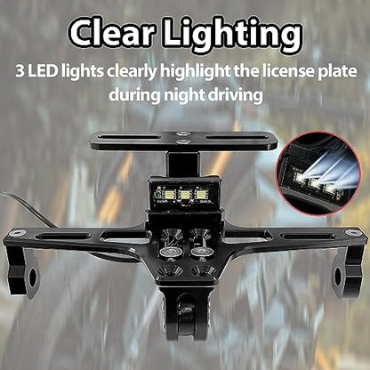 Sutekus Motorcycle License Plate Bracket License Plate Holder Mount Fender Eliminator Kit includes Plate Holder LED Light and Wrenches