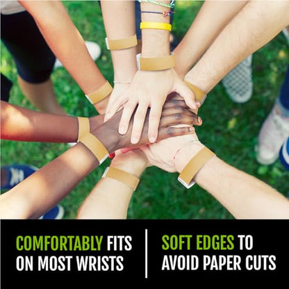 1,000 WristCo Tyvek Metallic Gold Wristbands for Events – Tamper-Proof Design Prevents Reuse – Premium-Grade Bracelets for Hospital & Medical ID, Party, Concert Entry, VIP Identification - color: Metallic Gold