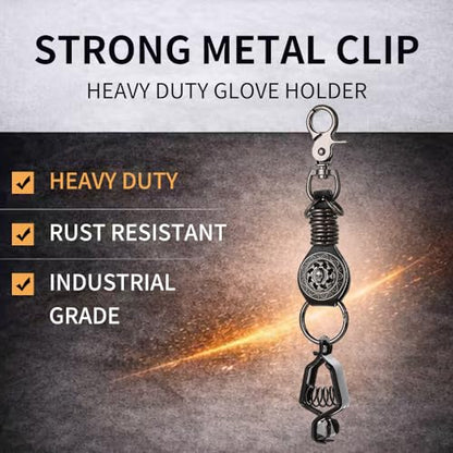 Heavy Duty Glove & Hat Clip with Carabiner, All-Metal Spring Clamp Work Glove Holder for Tool Belt, Harness, Backpack - style: Sigil