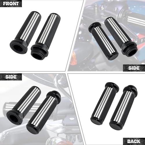 1" Electronic Throttle Defiance Handlebar Grips 25mm Hand Grips Fit for Harley Touring Street Glide Road King Road Glide Electra Glide - color: #1 Black&Chrome