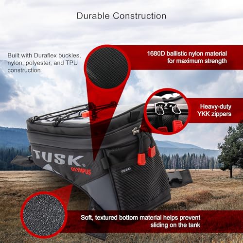 Tusk Olympus Small Tank Bag Black/Tan Durable Off-Road Motorcycle Storage Bag with Multiple Compartments and Secure Mounting - size: Tan Small