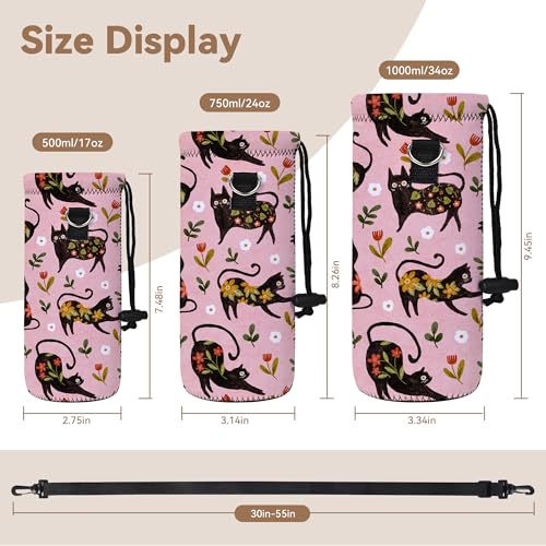 RICHEN Neoprene Water Bottle Carrier Bag with Adjustable Shoulder Strap,Insulated Water Bottle Cover for Stainless Steel/Glass/Plastic Bottles - color: BC-51, size: 750ml