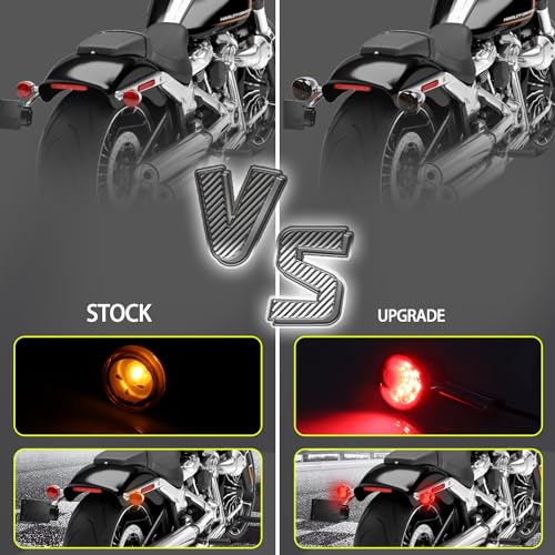 Chrome Bullet Rear LED Turn Signals, Motorcycle Brake Taillights 12V Tail Lights Compatible with Halrey Sportster 1200 883 Softail Fatboy 1990-2024 - color: Chrome