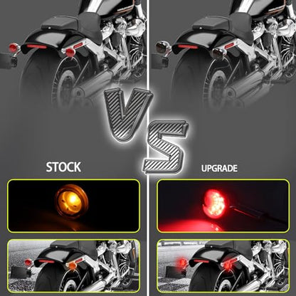 Chrome Bullet Rear LED Turn Signals, Motorcycle Brake Taillights 12V Tail Lights Compatible with Halrey Sportster 1200 883 Softail Fatboy 1990-2024 - color: Chrome