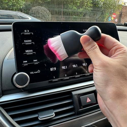 Car Detailing Brush, Soft Bristle Cleaning Brush, Scratch-Free Auto Duster Tool for Dashboard, Air Vents, Leather & Interior Cleaning (Black&Rose) - color: Black&Rose