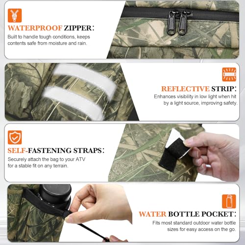 ATV Saddle Bag with Map Pouch & Cooler, Water-Resistant Hunting Tank Pack for All-Terrain Vehicles, Compatible with Most ATVs, Snowmobiles, Motorcycles & Bicycles (Camo Reed) - color: Camo Reed