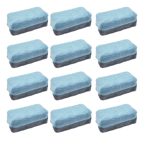 12PCS Ceramic Coating Applicator Sponge, 4.13'' x 1.84'' Microfiber Car Detailing Applicator Pad, Rectangular Car Foam Cleaning Pad, Auto Polishing Pad for Wax, Paint, Sealant (Blue) - color: Blue