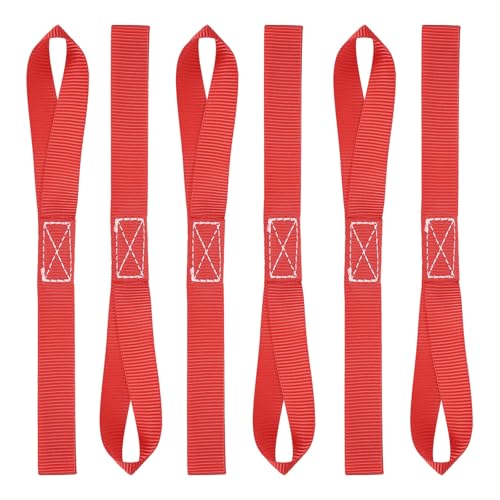 PATIKIL 1" x 11.8" Soft Loop Tie Down Straps, 6Pcs Heavy Duty Motorcycle Handlebar Strap Fastening Tie Down Loops for Securing ATV UTV Truck Scooters Lawn Garden Equipment, Red - color: Red, size: 1" x 11.8"