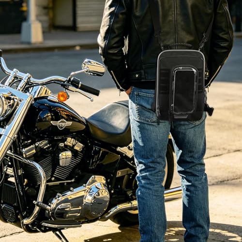 MOSISO Motorcycle Gas Tank Bag, 5 Heavy-Duty Reinforced Straps, Portable Detachable Anti-Slip Base, Motorcycle Accessories Tool Bags Multifunctional Cycling Outdoor Motorbike Storage Carry Bag, Black