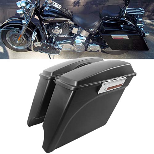 TCMT 5" Stretched Extended Saddlebags Fit For Harley Touring Models CVO Road Glide Road King Street Glide Electra Glide Ultra Classic 1994-2013 - color: Matte Black Chrome Latches
