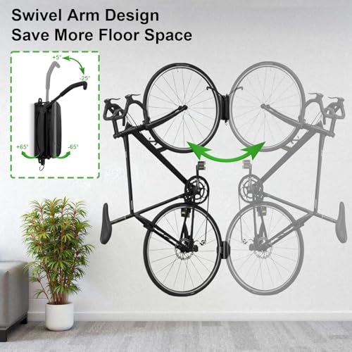 Swivel Bike Wall Mount, Bike Hangers for Garage, Space-Saving Vertical Bike Rack Holds Up to 66lbs, Heavy Duty Bicycle Storage Rack for MTB and Road Bikes, Easy to Install（4 Pack） - size: Rotate Four-Piece Set